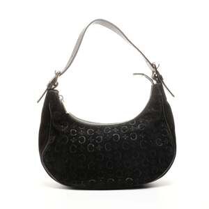 Celine Suede Macadam Hobo One-Shoulder Accessory Pouch Shoulder Bag, Black, W...